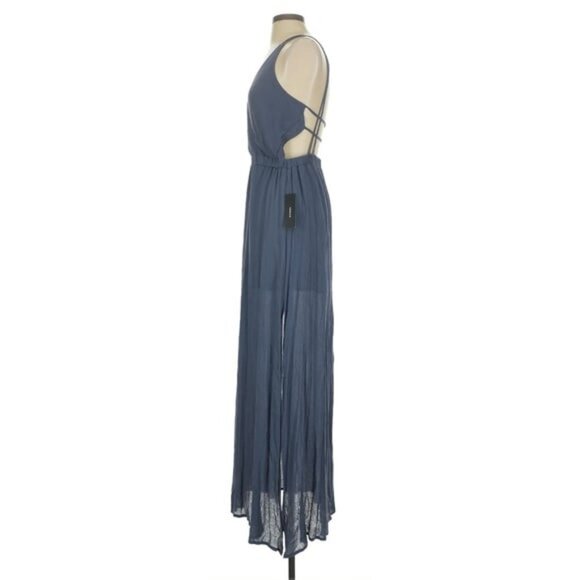 NWT Lulus Lost In Paradise Dusty Blue Maxi Dress - Picture 5 of 7